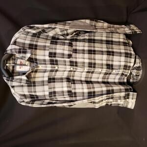 Mossimo Black and White Plaid Casual Shirt with Elbow XL